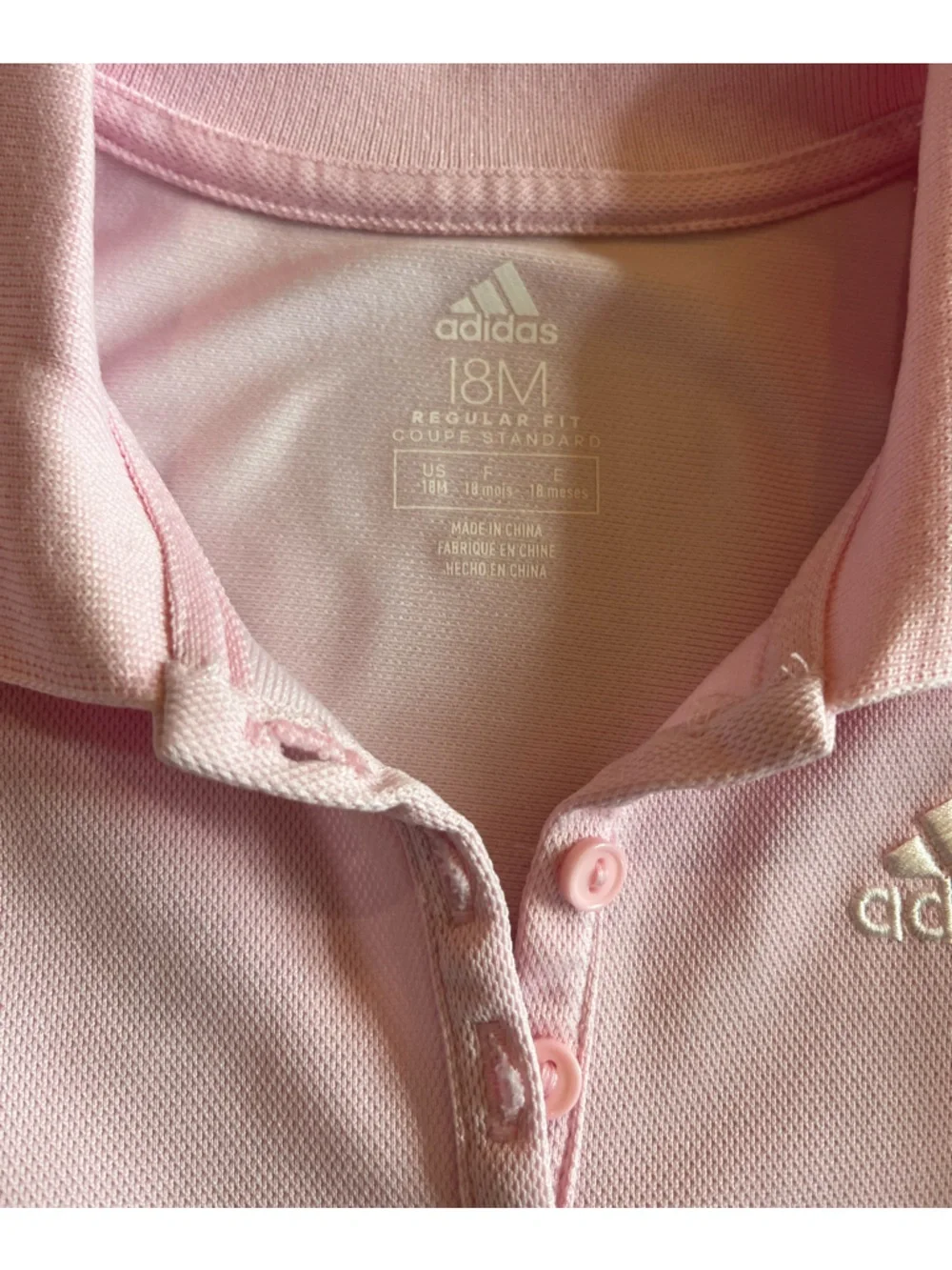 Adidas Short Sleeve Ruffle Polo Dress Pink Size 18 Months